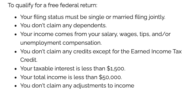 eztaxreturn free tier limits